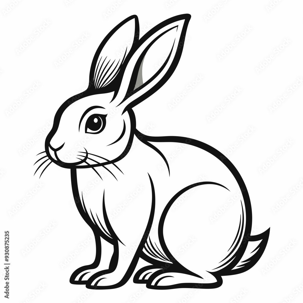 Rabbit silhouette in vector. Easter bunny, Can be used as a stencil or template for festive decorations, postcards, shop windows Rabbit silhouette in vector. Easter bunny, Can be used as a stencil or template for festive decorations, postcards, shop windows