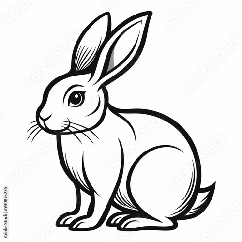 Rabbit silhouette in vector. Easter bunny, Can be used as a stencil or template for festive decorations, postcards, shop windows