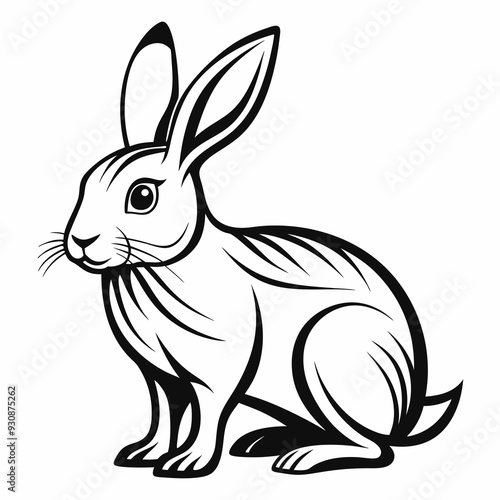 Rabbit silhouette in vector. Easter bunny, Can be used as a stencil or template for festive decorations, postcards, shop windows