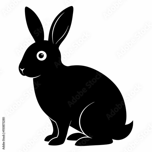 Rabbit silhouette in vector. Easter bunny, Can be used as a stencil or template for festive decorations, postcards, shop windows