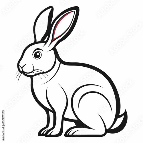 Rabbit silhouette in vector. Easter bunny, Can be used as a stencil or template for festive decorations, postcards, shop windows