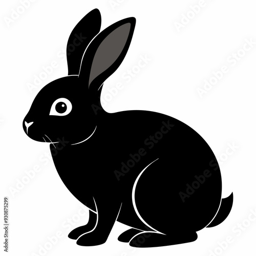 Rabbit silhouette in vector. Easter bunny, Can be used as a stencil or template for festive decorations, postcards, shop windows