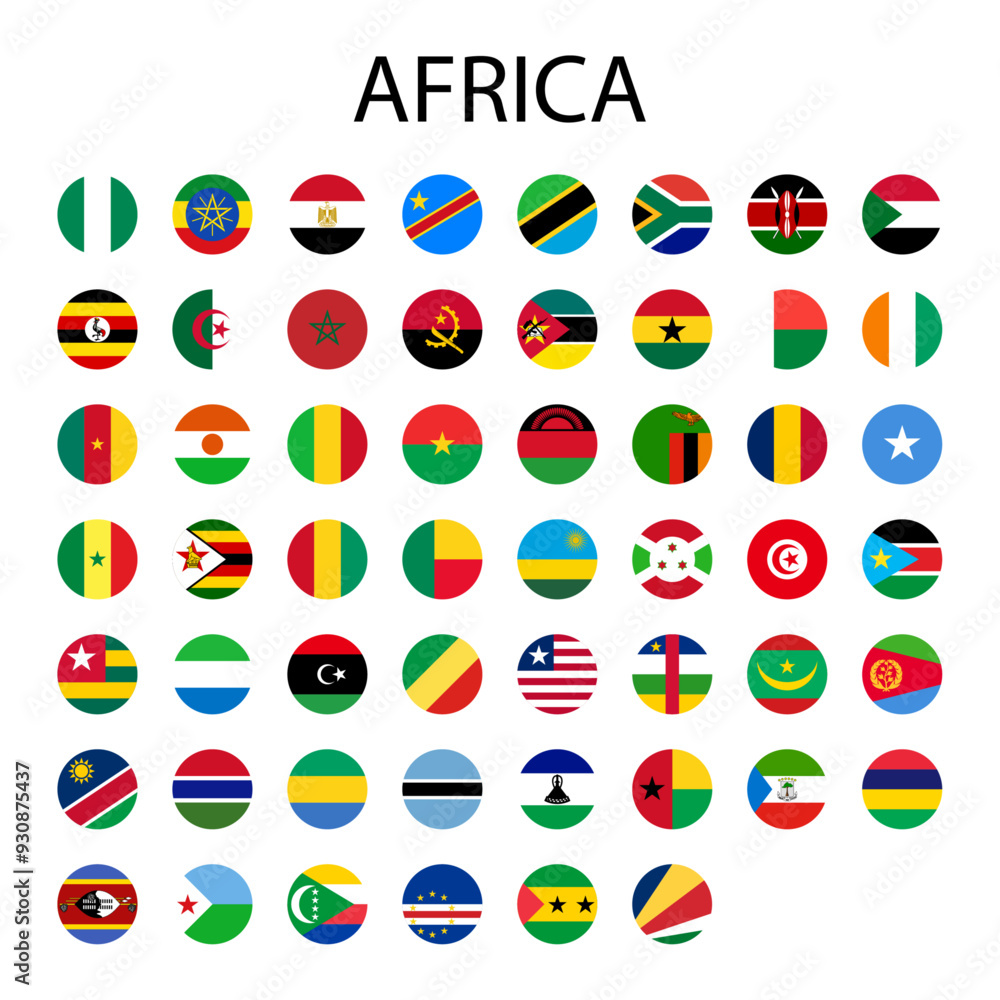 Round flags of African countries Round flags of African countries