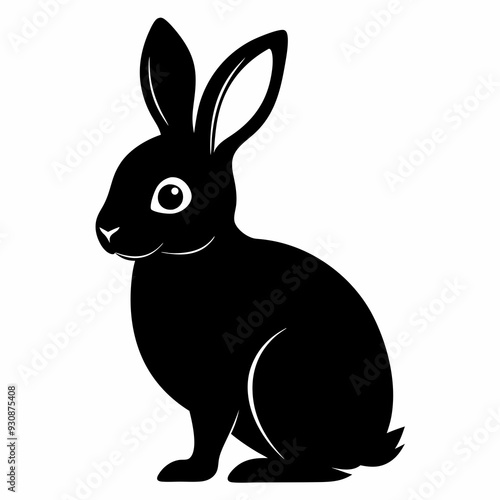 Rabbit silhouette in vector. Easter bunny, Can be used as a stencil or template for festive decorations, postcards, shop windows