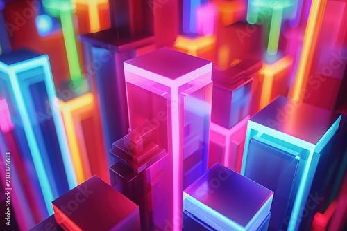 Abstract Neon Glow Cityscape