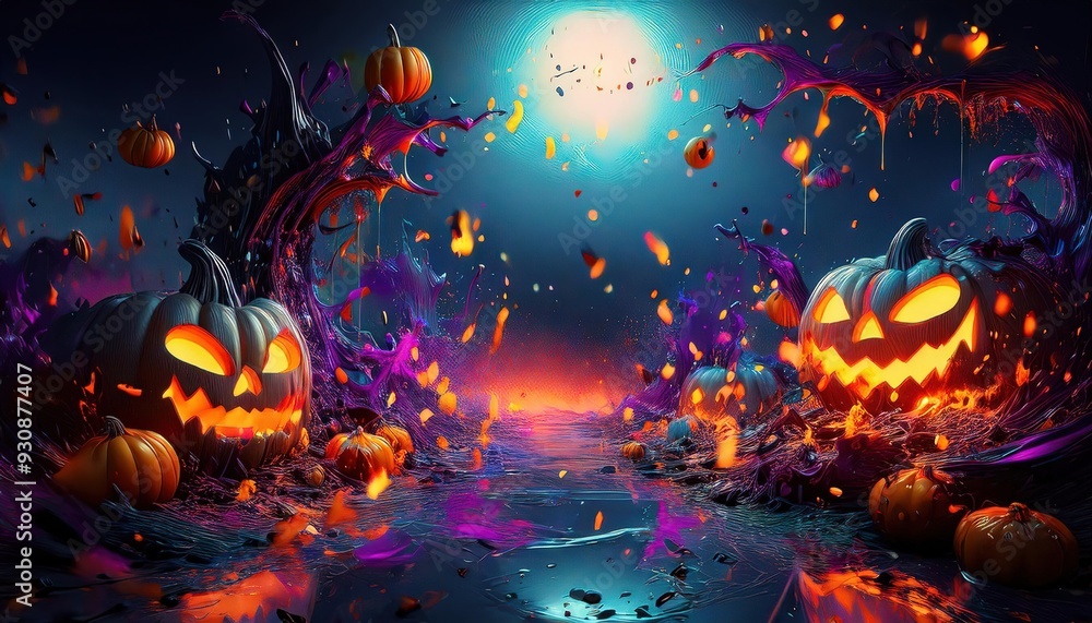 Halloween Pumpkin Patch with Spooky Atmosphere Halloween Pumpkin Patch with Spooky Atmosphere