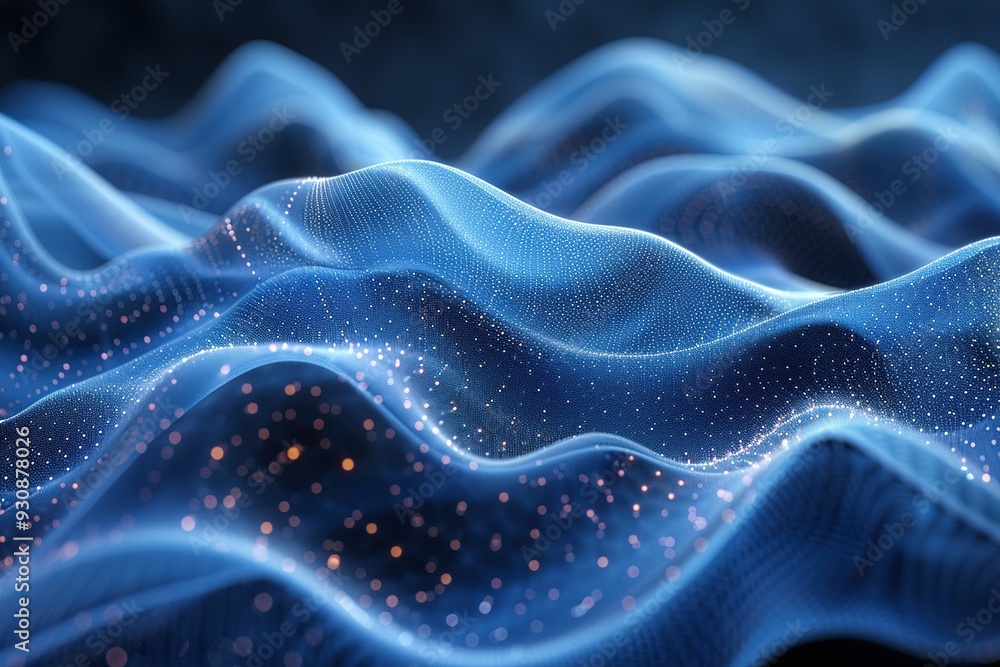 Obraz premium Abstract Blue Wave with Glowing Particles