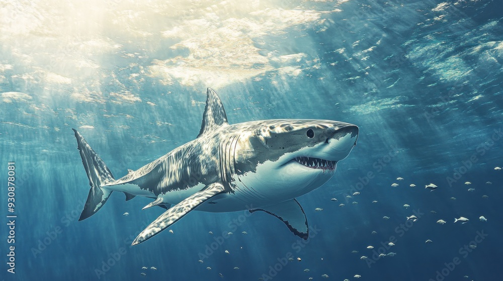 Fototapeta premium Great White Shark Underwater