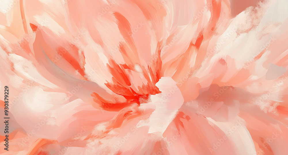 Abstract painting featuring a large flower in shades of pink and white, creating a vibrant and artistic composition Abstract painting featuring a large flower in shades of pink and white, creating a vibrant and artistic composition