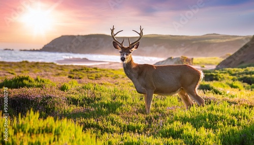 deer in meadow point reyes national seashore california photo