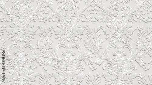 elegant silver and white damask texture with subtle snowflake patterns