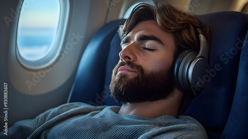 Young man sleeping on an ai...