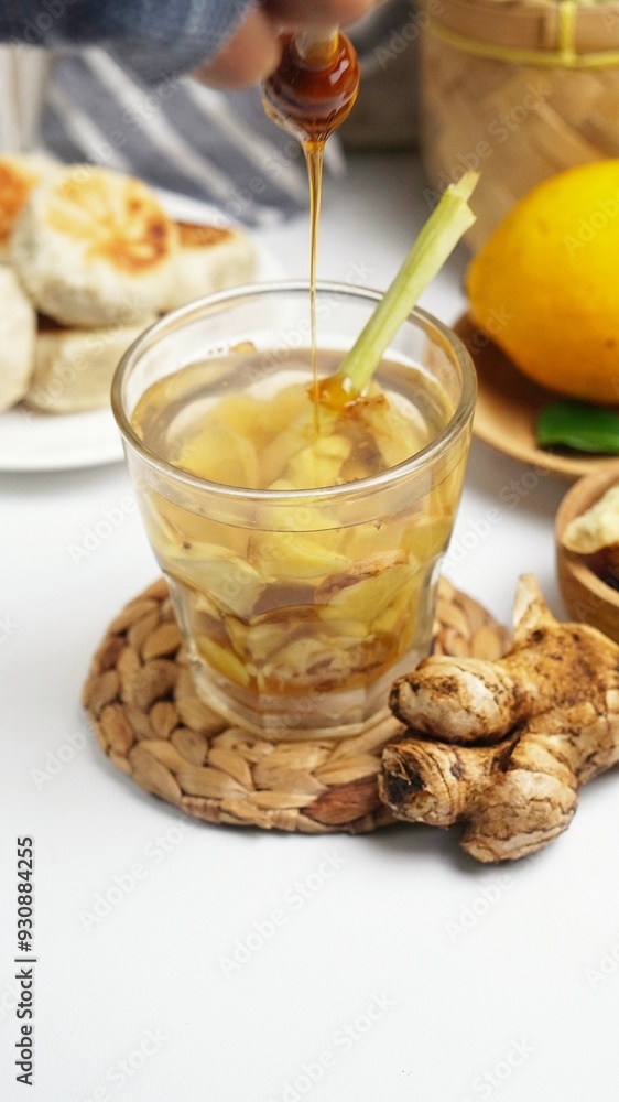 ginger lemon drink with honey drip ginger lemon drink with honey drip