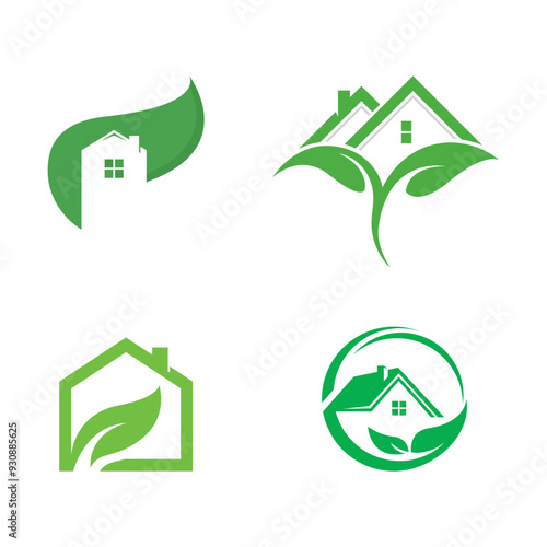 Eco friendly home logo vector icon illustration