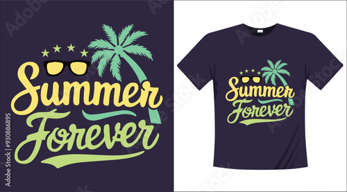 Summer calligraphy typographic t-shirt design illustration