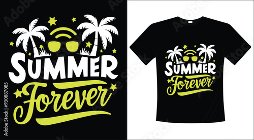 Summer calligraphy typographic t-shirt design illustration