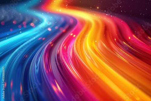 Abstract Colorful Swirls with Glowing Particles