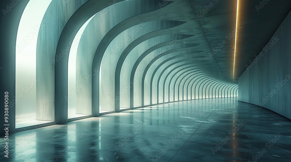 Obraz premium Futuristic Arched Corridor with Light