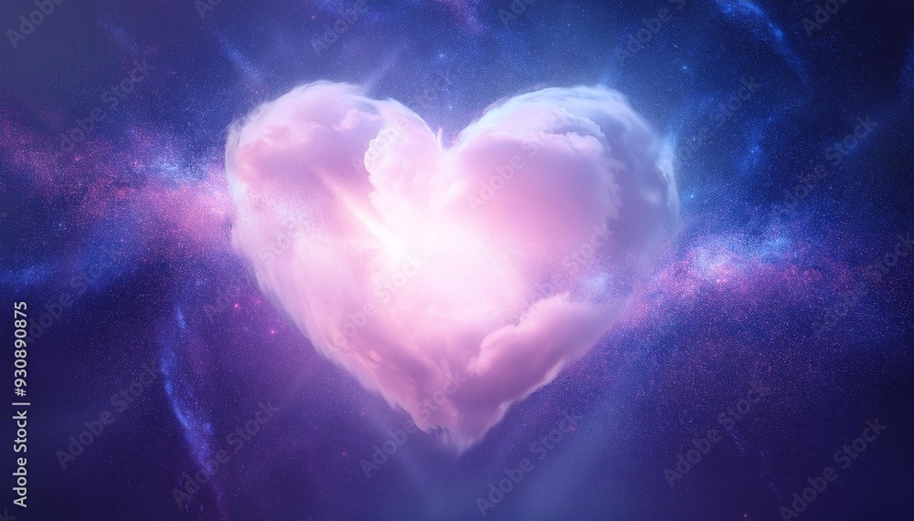A delicate, pastel-colored heart nebula, with pink and lavender hues, surrounded by a soft h A delicate, pastel-colored heart nebula, with pink and lavender hues, surrounded by a soft h