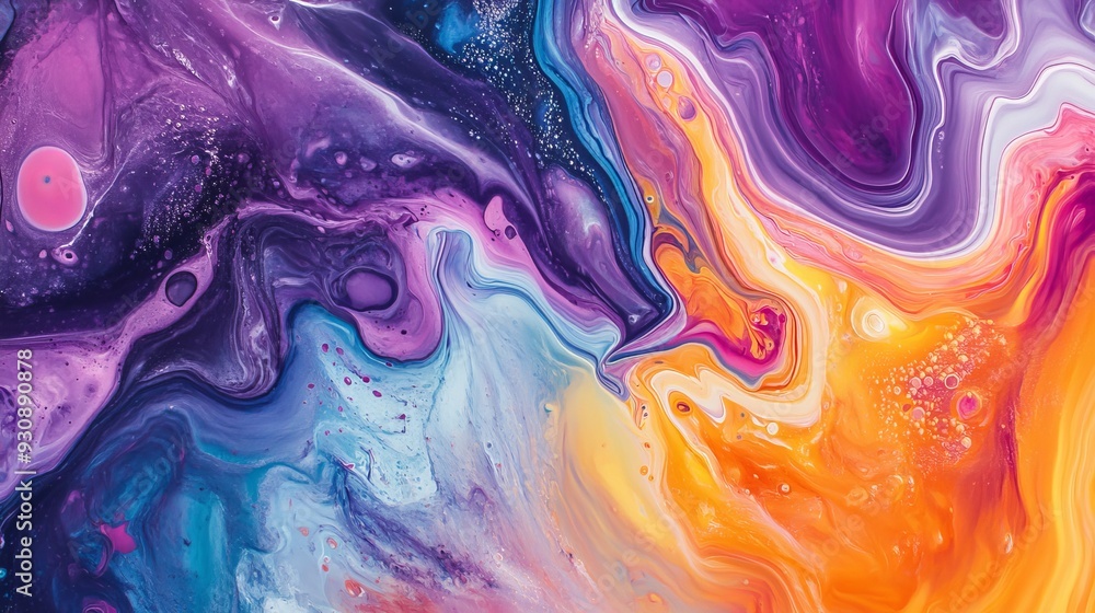 Abstract fluid art with vibrant colors and Abstract fluid art with vibrant colors and