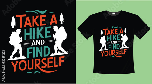Hiking typographic t-shirt design illustration