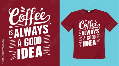 Coffee calligraphy typographic t-shirt design illustration