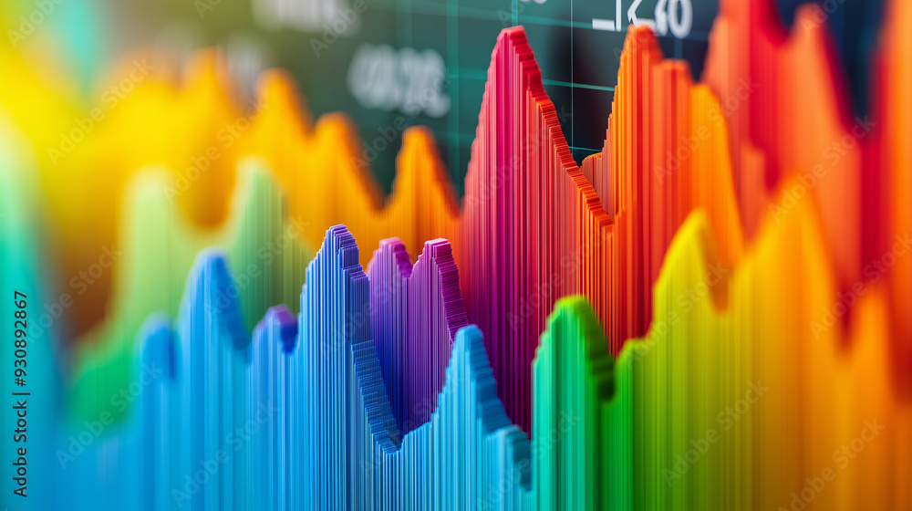 Obraz premium Abstract colorful graph data visualization in 3D.