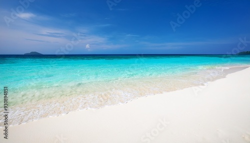 beautiful white sand beach and tropical sea summer vacation background copy space