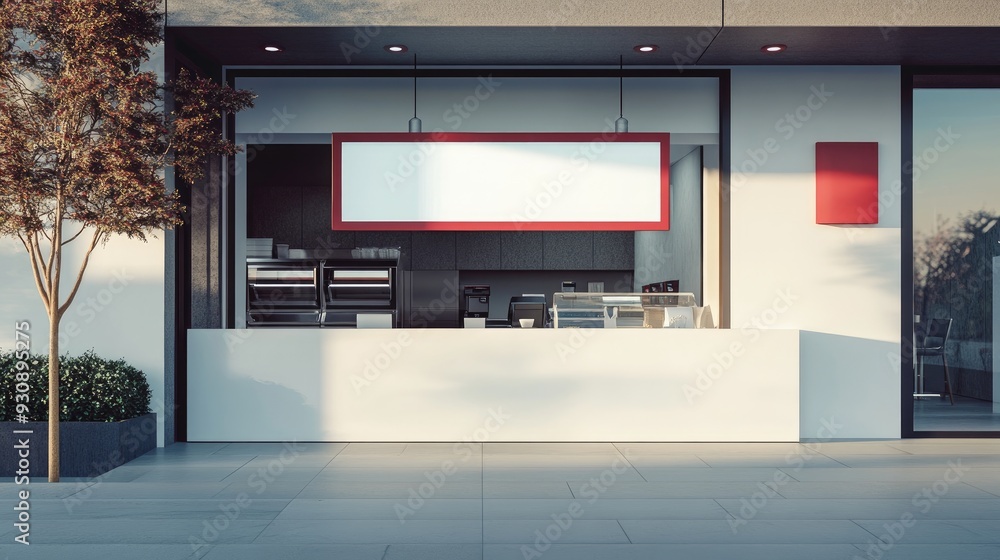 Bright drive-thru window with copy space, featuring a modern and clean fast food ordering setup. Bright drive-thru window with copy space, featuring a modern and clean fast food ordering setup.