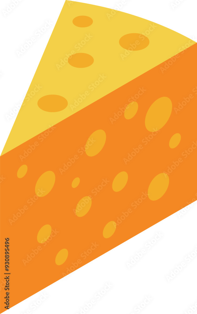 Yellow piece of cheese with holes isometric icon isolated on white background Yellow piece of cheese with holes isometric icon isolated on white background