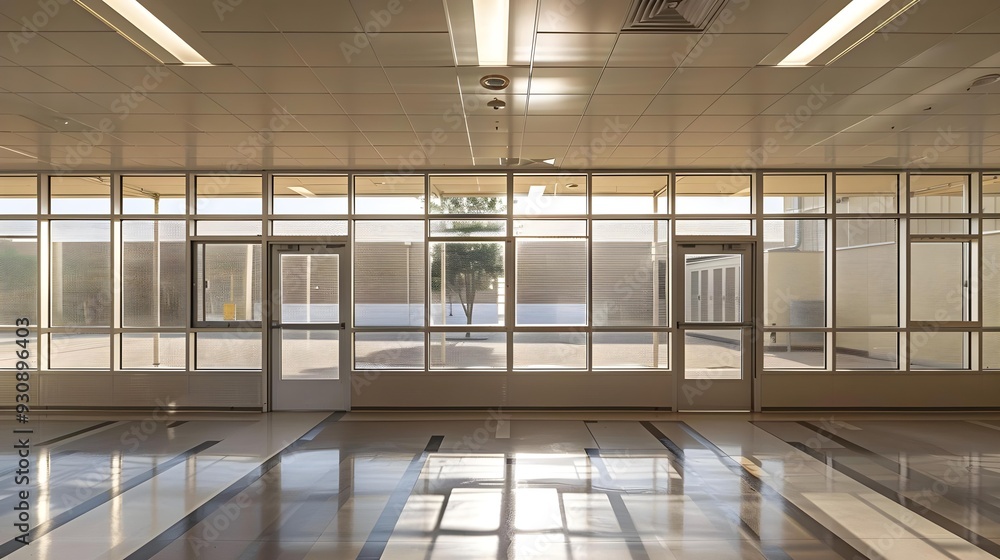 Viewing area windows of an empty animal shelter Viewing area windows of an empty animal shelter