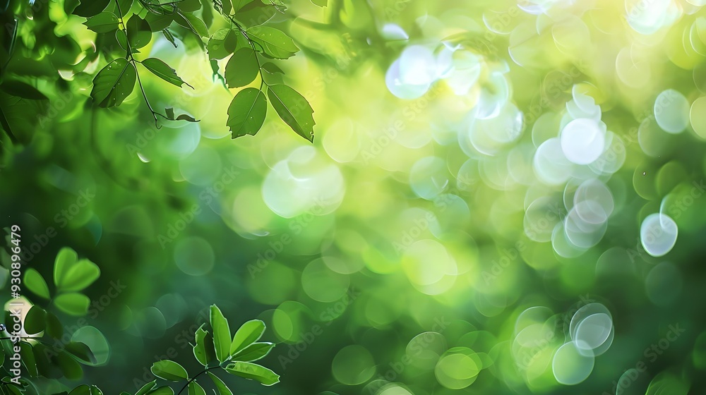 Green bokeh background from nature forest