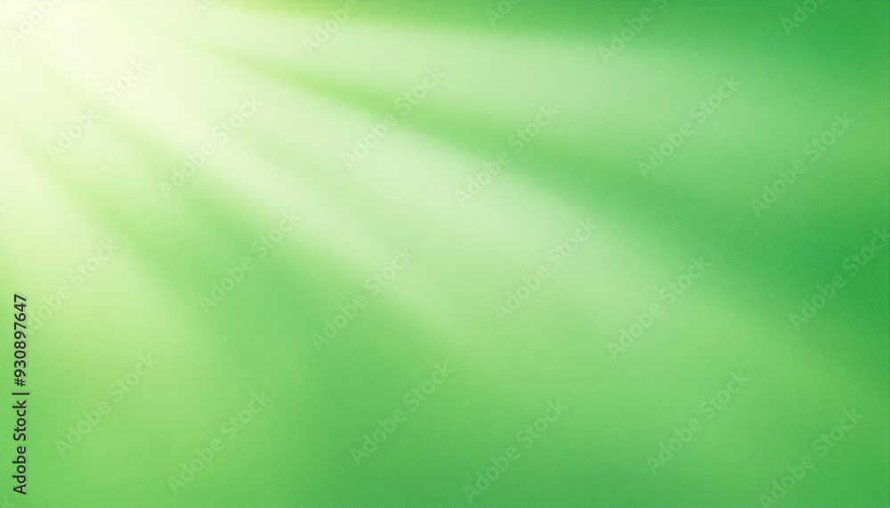 Fototapeta premium Horizontal airy light green background gradient texture background, delicate white rays of light, banner