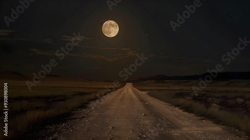 Moonrise over a ground road photo