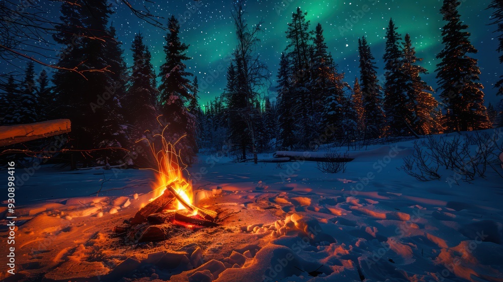 Campfire Under the Aurora Borealis Campfire Under the Aurora Borealis