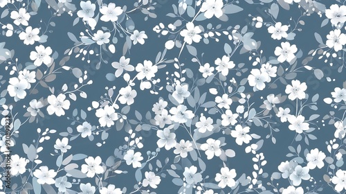 Seamless floral pattern - Ditsy background of small white flowers