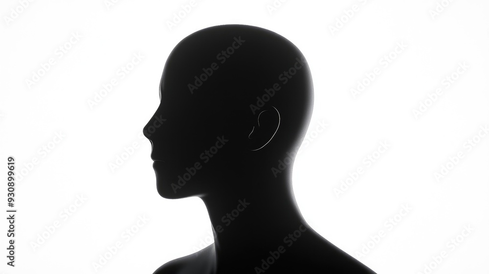 3D Cartoon of a Bald Man s Silhouette on a White Background 3D Cartoon of a Bald Man s Silhouette on a White Background