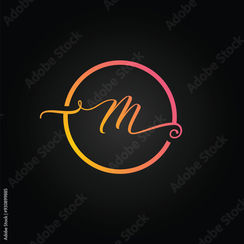 M vector letter alphabet logo design in vector format. Minimal perfect concept intials