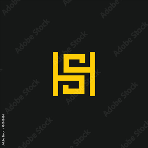 HS SH initial logo circle shape vector black and gold