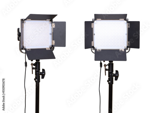 An LED studio lights panel for professional studio photography on a isolated white background photo