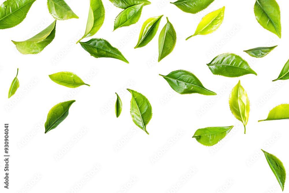 Vibrant green tea leaves scattered on a white background, showcasing freshness and organic nature, ideal for health and wellness themes.
Vibrant green tea leaves scattered on a white background, showcasing freshness and organic nature, ideal for health and wellness themes.