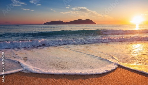 colorful sea beach sunrise beautiful incekum beach scenery with calm waves and soft sandy beach empty tropical landscape incekum alanya photo