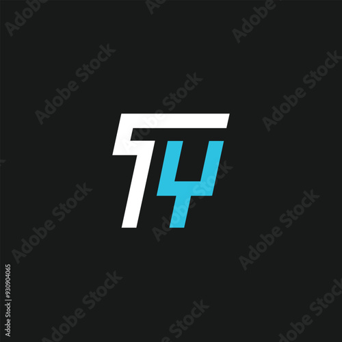 TY vector letter alphabet logo design in vector format. Minimal perfect concept intials
