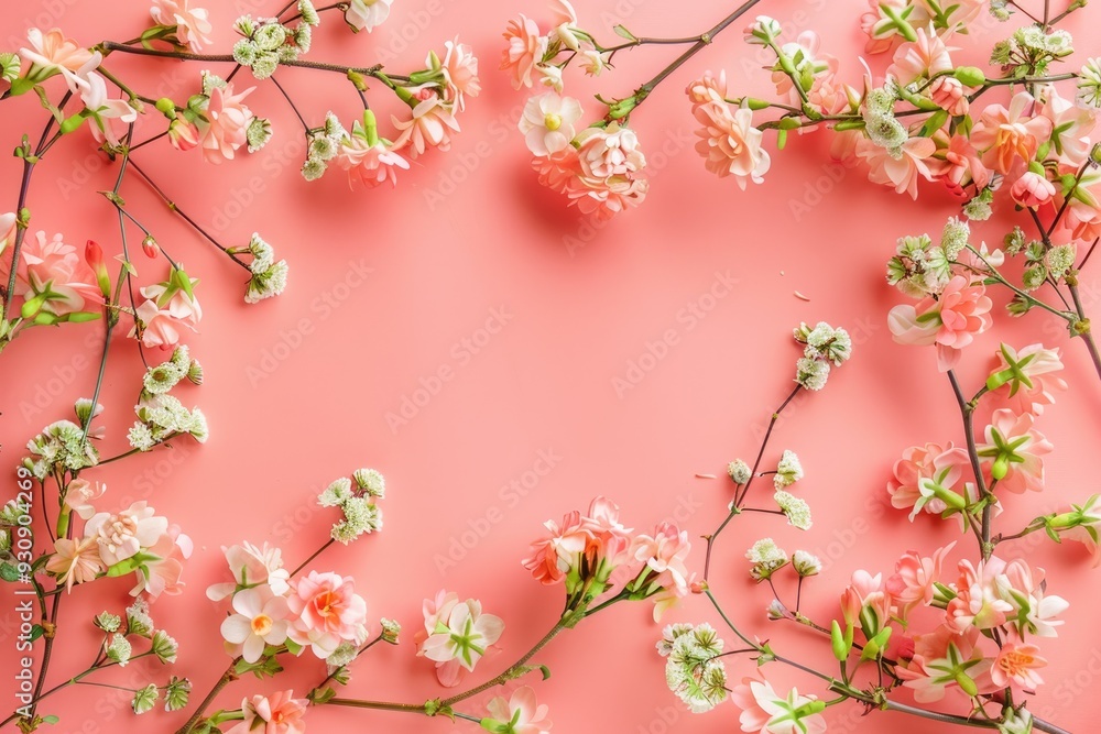 Luscious floral blossoms artfully arranged in a rectangular frame shape on a vibrant backdrop, providing a captivating setting with ample space for customization and creative expression. Luscious floral blossoms artfully arranged in a rectangular frame shape on a vibrant backdrop, providing a captivating setting with ample space for customization and creative expression.