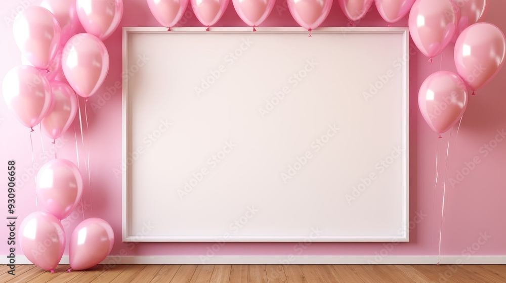 Pink Balloons and Blank Frame: Perfect for Your Event Decor Pink Balloons and Blank Frame: Perfect for Your Event Decor