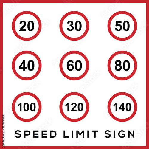 speed limit sign on white background