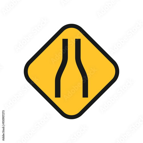 Narrowing of the road icon. Flat illustration of narrowing of the road vector icon for web.