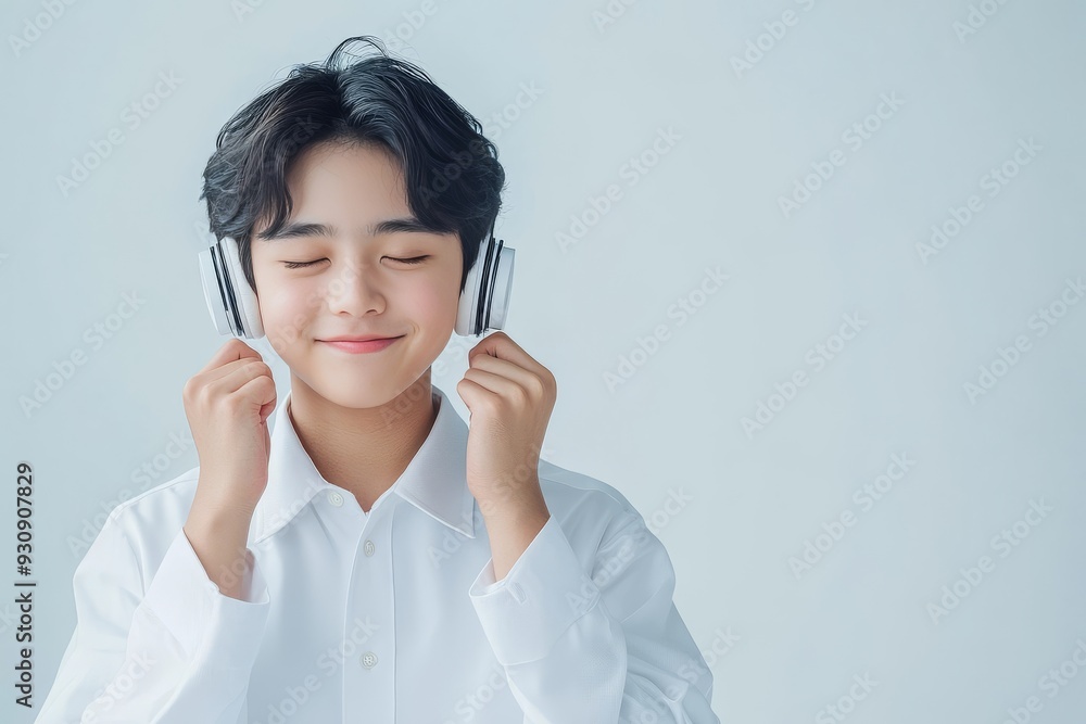 Portrait of a young man smiling with closed eyes featuring a glowing brain symbolizing joy peace and the positive energy of a content and balanced mind in a bright happy setting Portrait of a young man smiling with closed eyes featuring a glowing brain symbolizing joy peace and the positive energy of a content and balanced mind in a bright happy setting