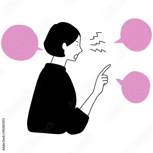 怒って小言を言う女性