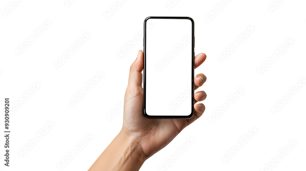 Man's hand holding a phone isolated on a transparent background. Man's hand holding a phone isolated on a transparent background.